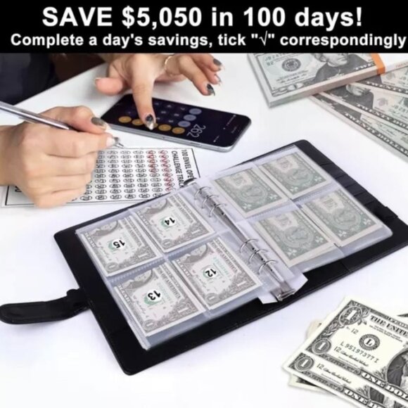 100 Envelope Savings Challenge Binder $5050  money saving‎ Cash Budget set of 2 - Picture 5 of 7